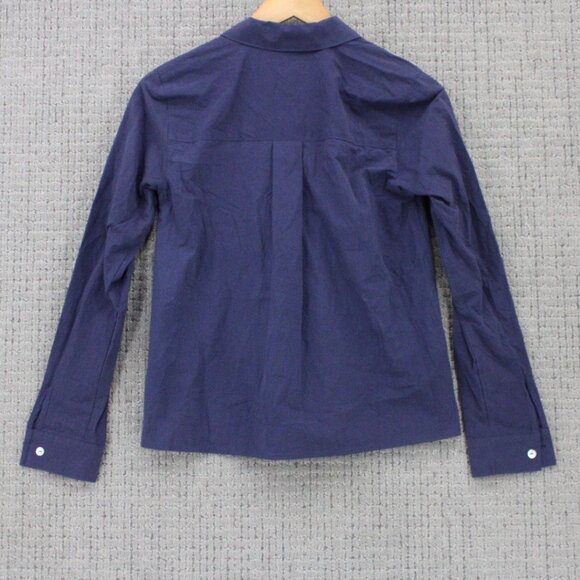 Mo:vint Shirt Womens XS Navy Blue Solid Button Down Long Sleeve Collared NWT - Picture 7 of 9
